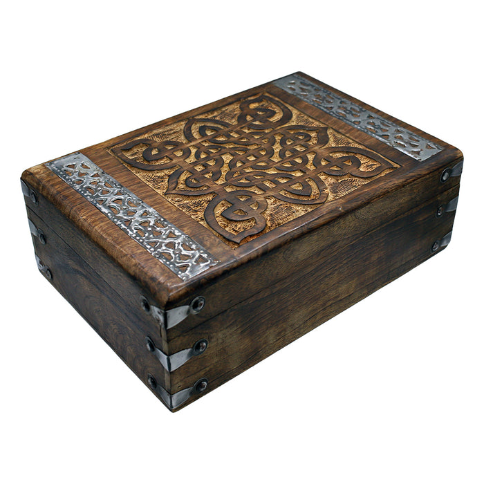 Celtic Wood Box Carved Square