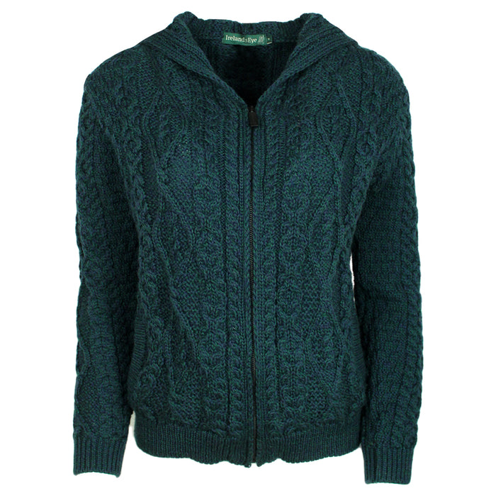 Ladies Ash Aran Zipped Hooded Jacket