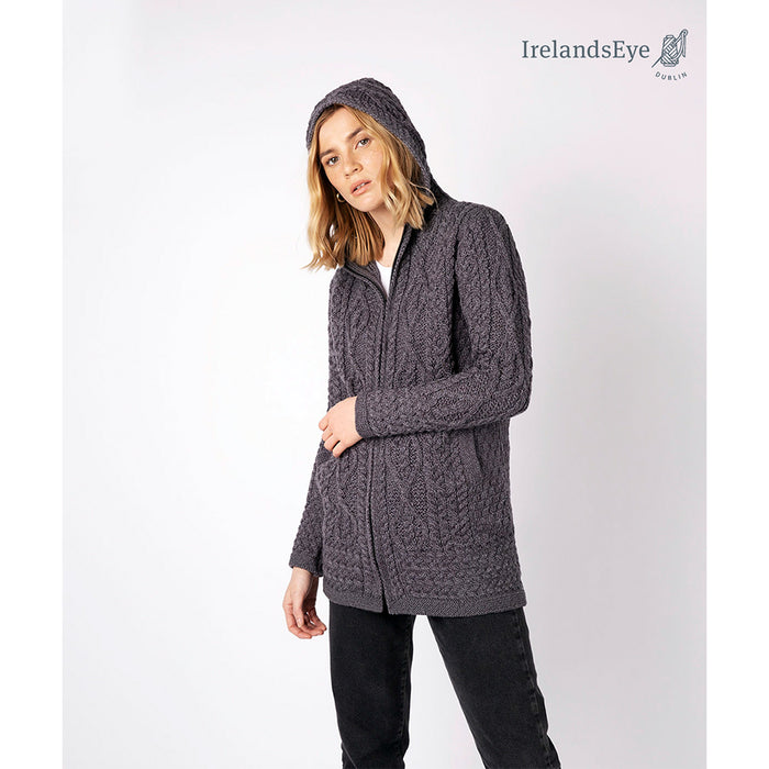 Ladies Hazel Aran Zipped Hooded Coat