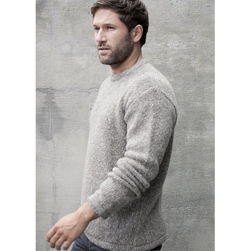 model of crew neck sweater pullover by irelands eye knitwear