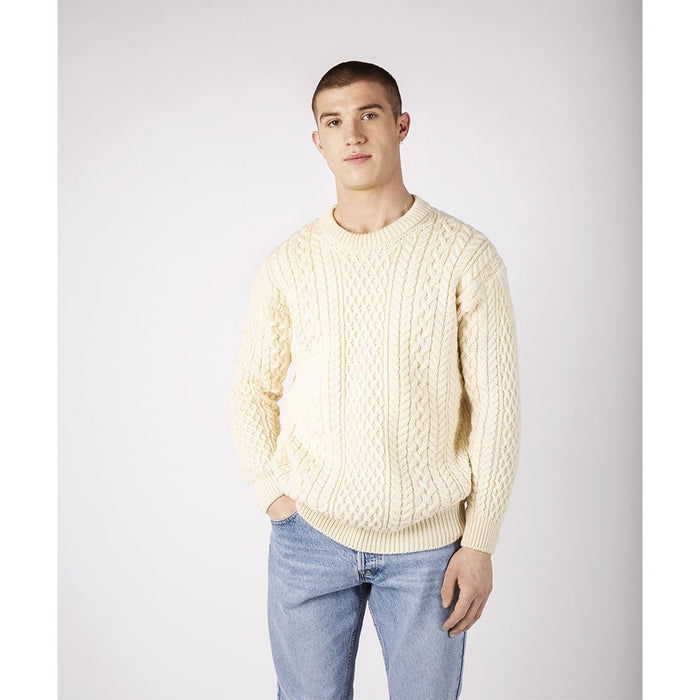 Men's Knitted Aran Crew Neck Pullover