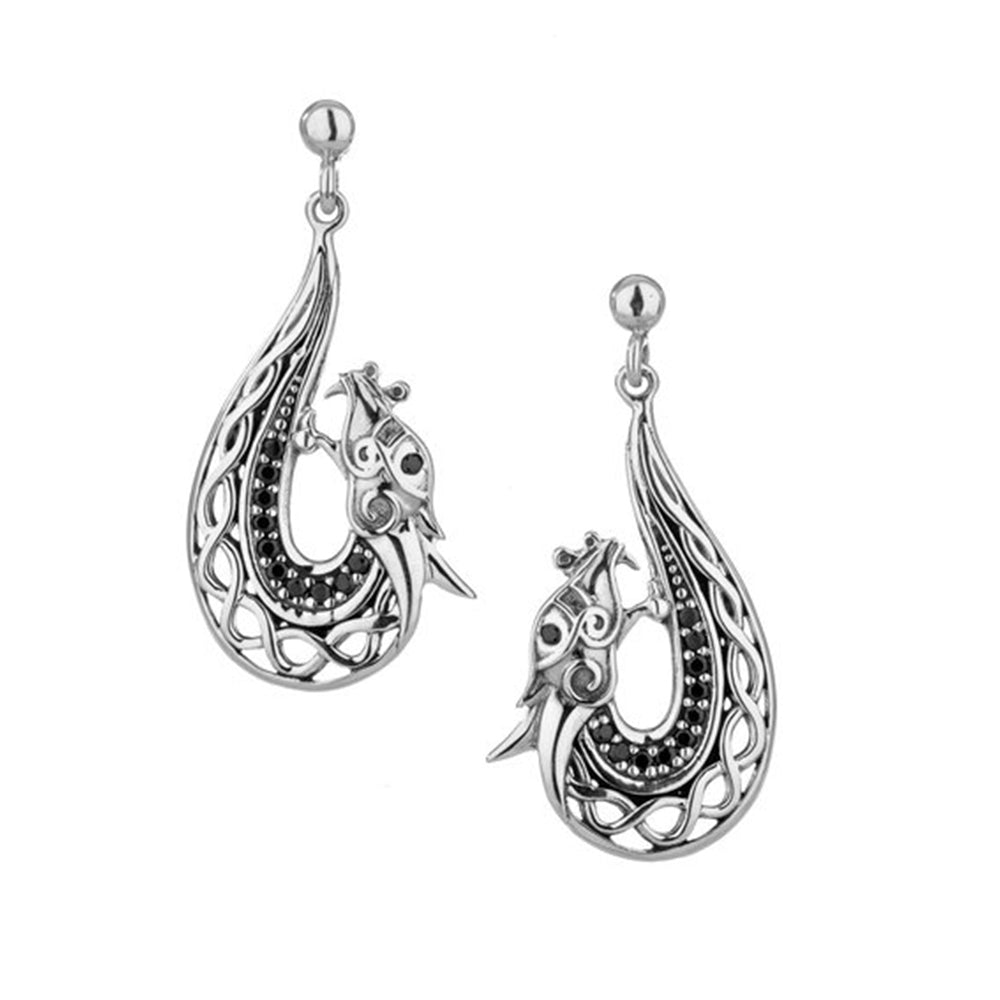 sterling silver black dragon post earrings by keith jack