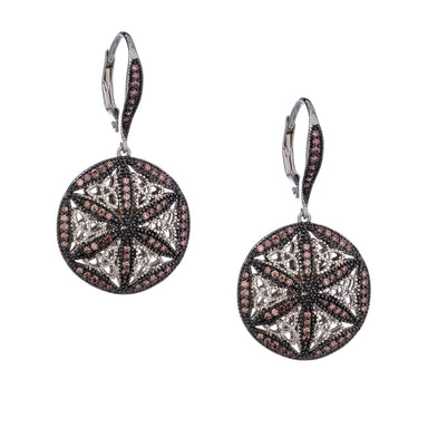sterling silver white and chocolate cubic zirconia night and day round earrings by keith jack