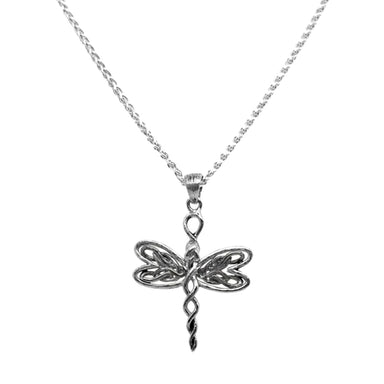 Sterling Silver Rhodium Petite Dragonfly Pendant