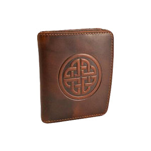 front of dark tan caitlin leather wallet by lee river