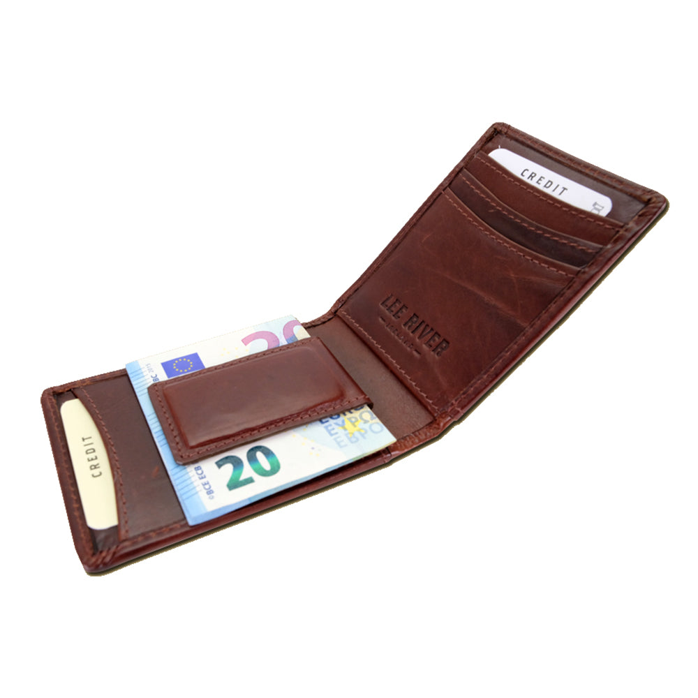 open pockets of brown fergal dog clip wallet by lee river