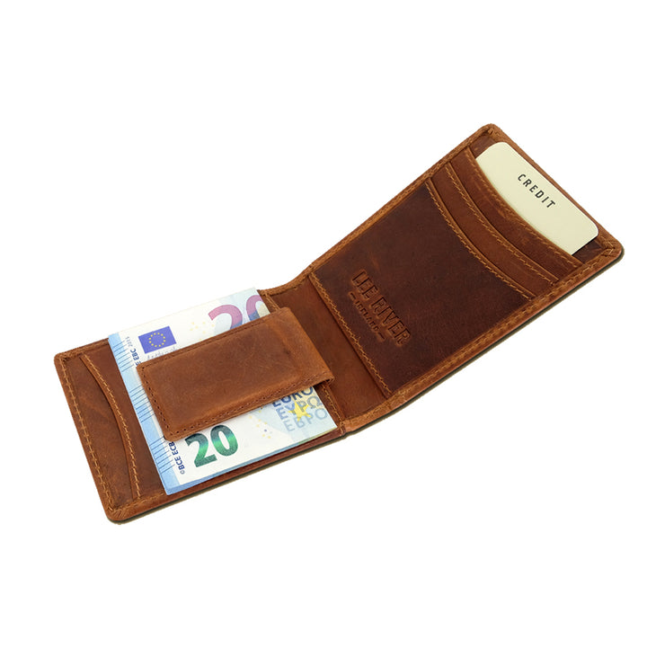 open pockets of rustic tan fergal dog clip wallet by lee river