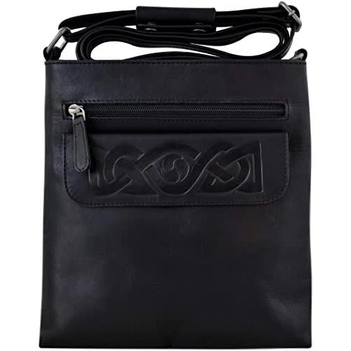 black embossed leather cross body bag by lee river
