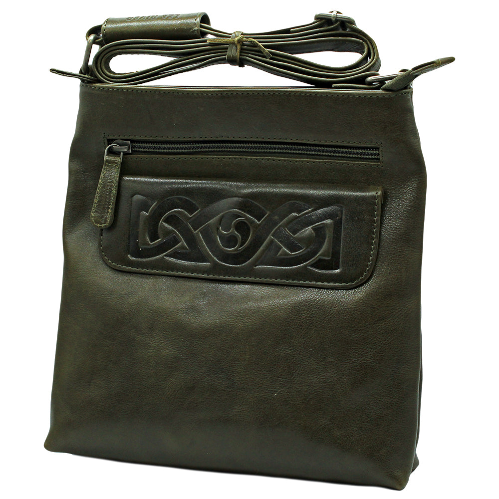 green embossed leather cross body bag by lee river