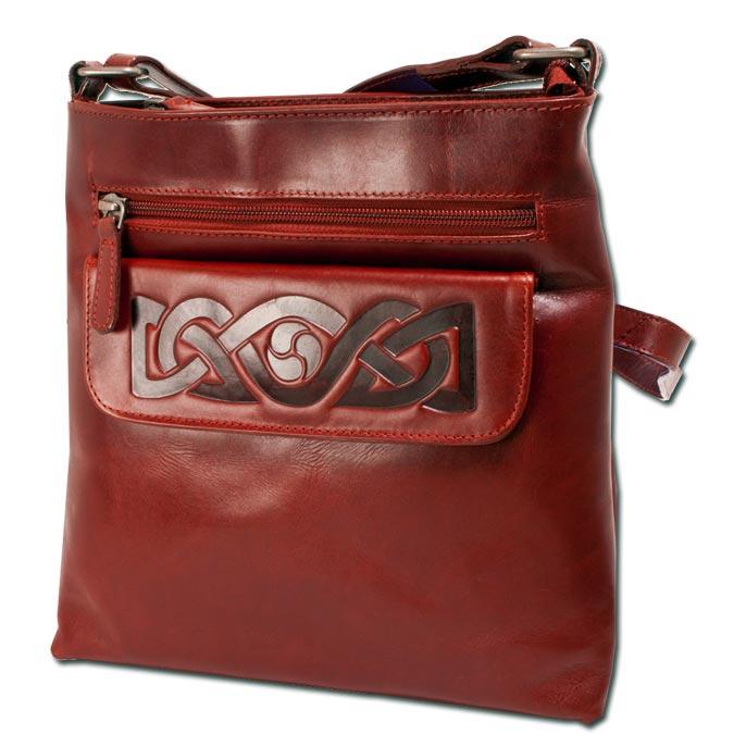 red embossed leather cross body bag by lee river