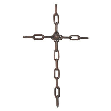 Rustic Chainlink Metal Cross 18x11