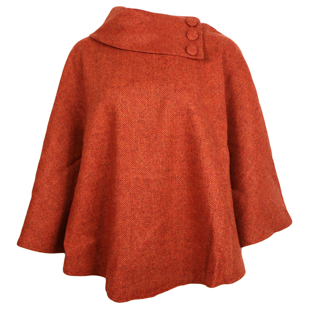 Irish Pure Wool Button Poncho