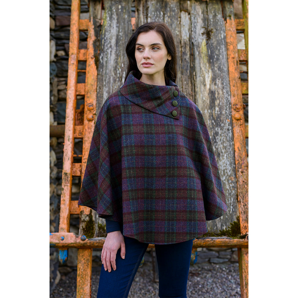 Irish Pure Wool Button Poncho