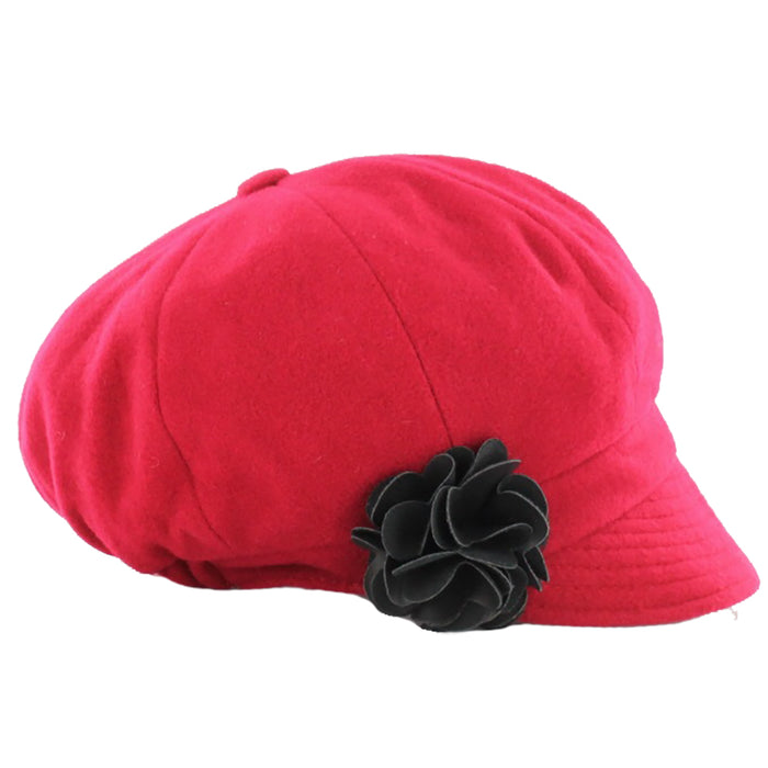 ladies newsboy cap color red by mucros weavers