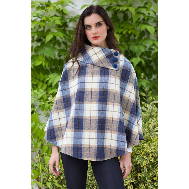 Irish Pure Wool Button Poncho