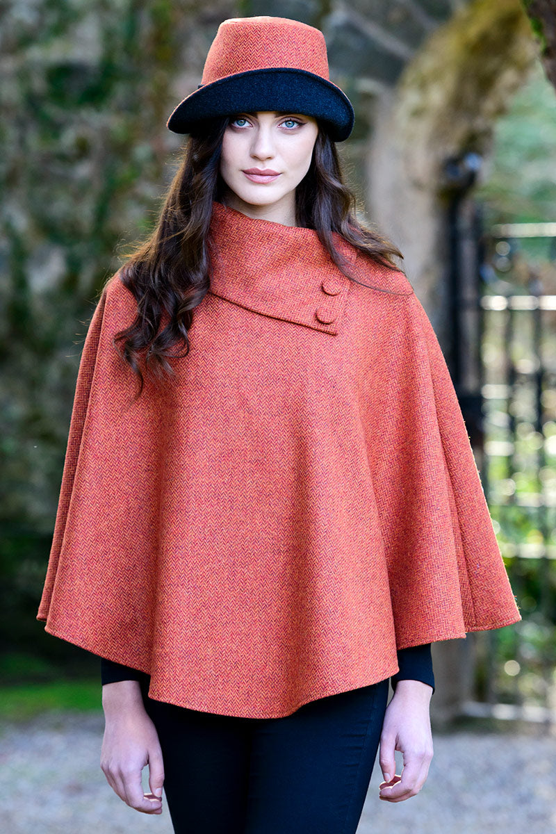 Irish Pure Wool Button Poncho