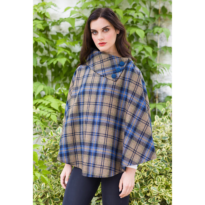 Irish Pure Wool Button Poncho