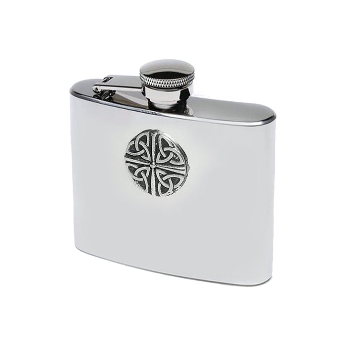 4 trinity stainless steel pewter hip flask by mullingar pewter