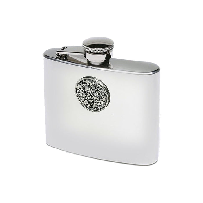 celtic design stainless steel hip flask by mullingar pewter