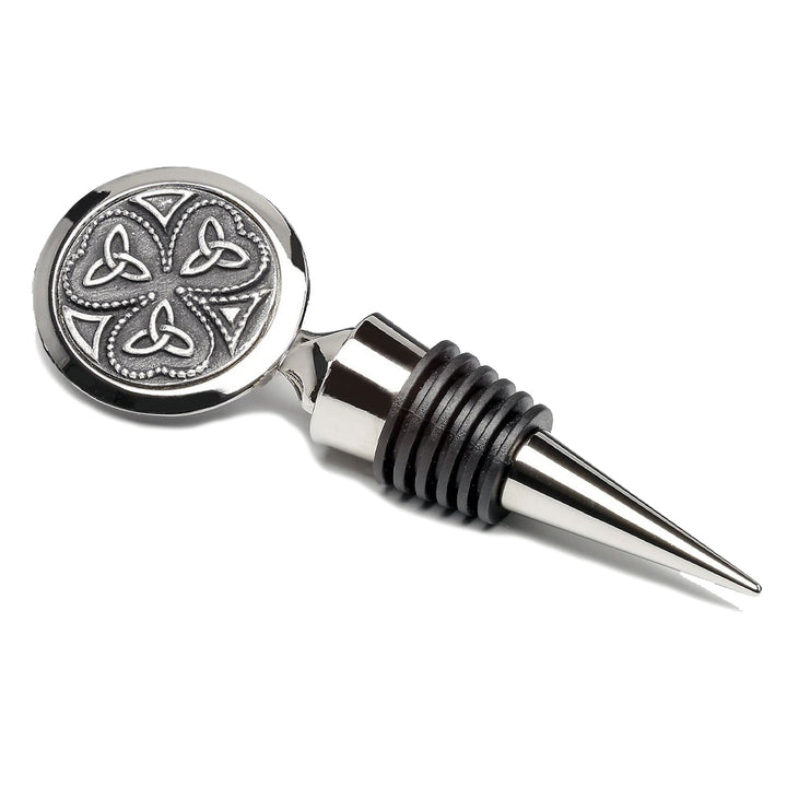 shamrock trinity  irish wine stopper by mullingar pewter