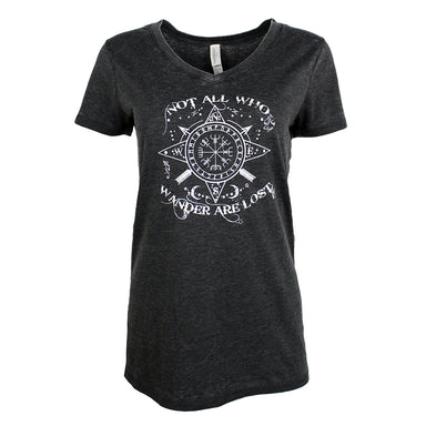 front of not all who wander are lost tee for ladies