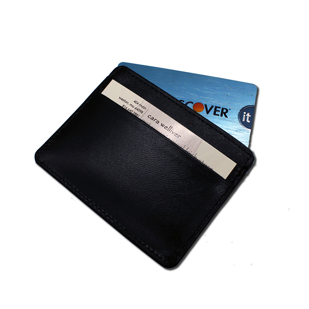 black leather card holder by samte