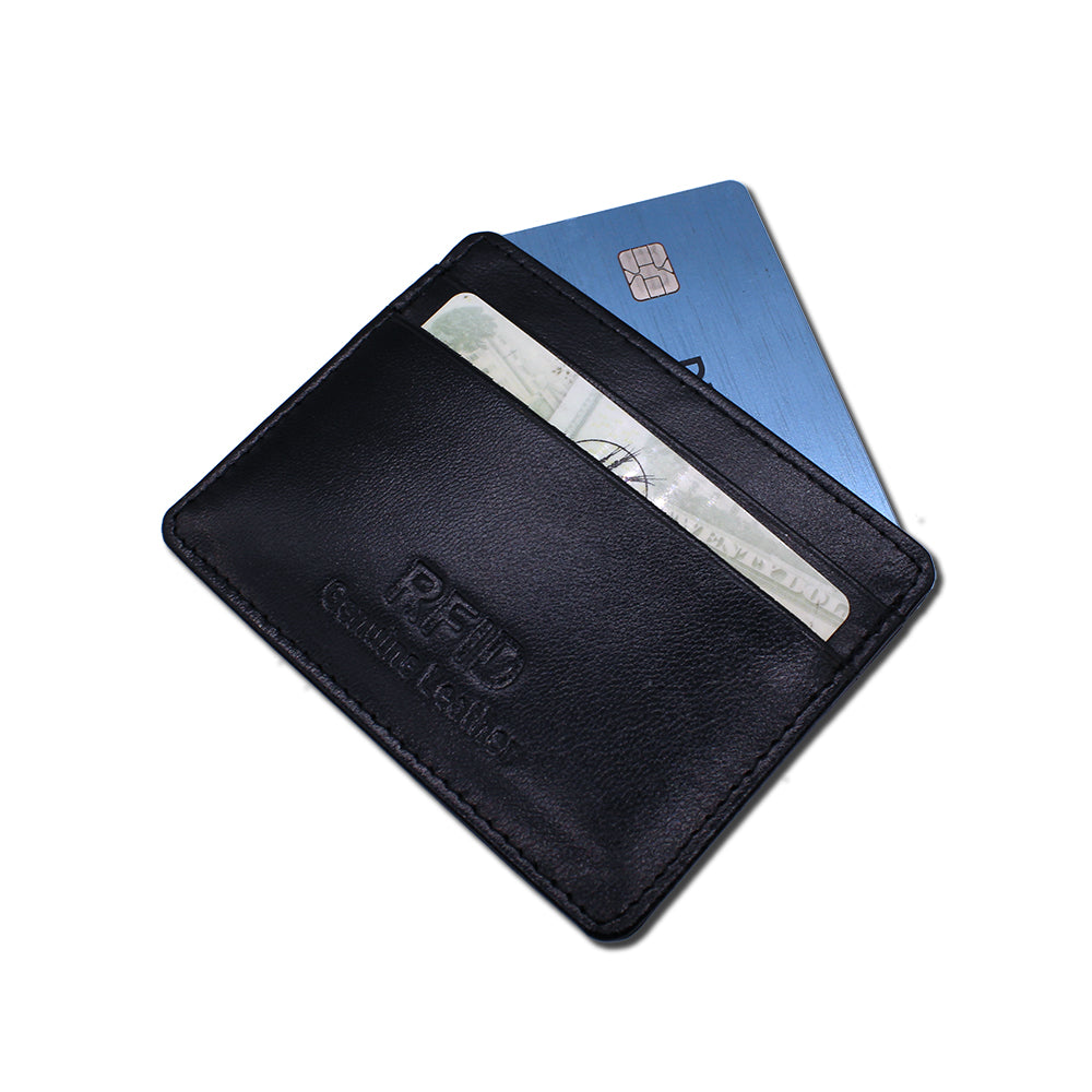 black leather card holder by samtee