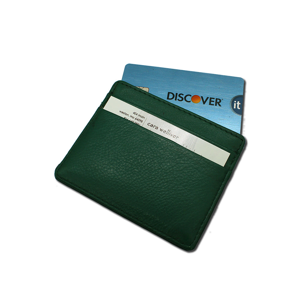 green leather card holder by samte