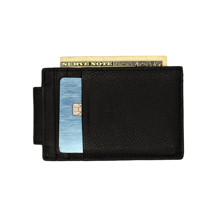 black leather magnetic money clip and card holder by samtee international