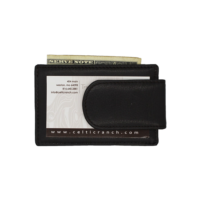 brown leather magnetic money clip and card holder by samtee international