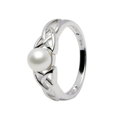 sterling silver trinity knot pearl ring by shanore