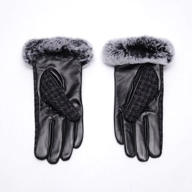 Islander® Ladies Dogtooth Gloves with Faux Fur and Harris Tweed®