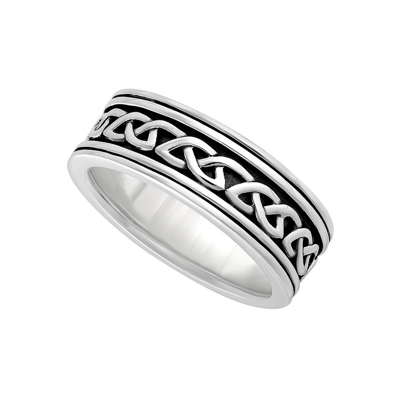 men's oxidized silver celtic knot band by solvar