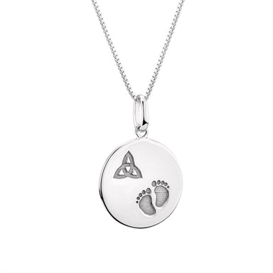 Sterling Silver Baby Feet Disc Pendant