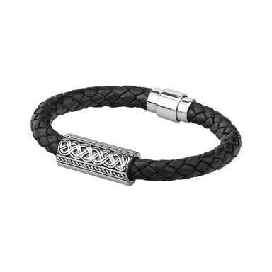 sterling silver celtic knot leather bracelet by solvar