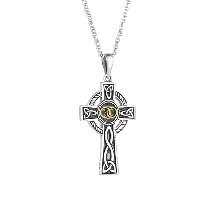 Sterling Silver Gold Plated Wedding Rings Large Cross Pendant