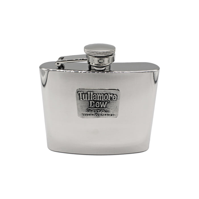 tullamore dew stainless steel hip flask by mullingar pewter