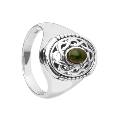Sterling Silver Celtic Marble Signet Ring