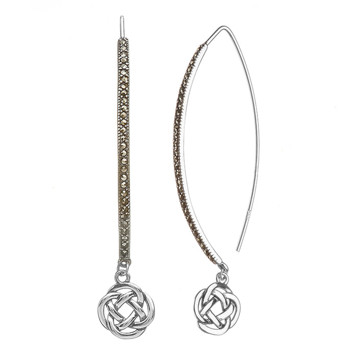 sterling silver marcasite claddagh wishbone earrings by anu celtic jewelry