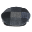 front view of blue traditional flat patch cap by hanna hats