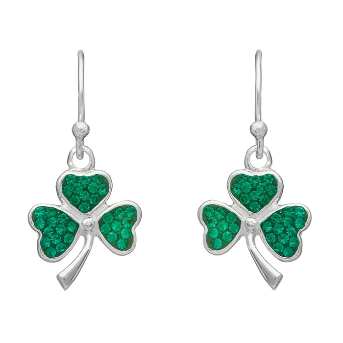 Shamrock Drop Earrings with Color CZ Stones