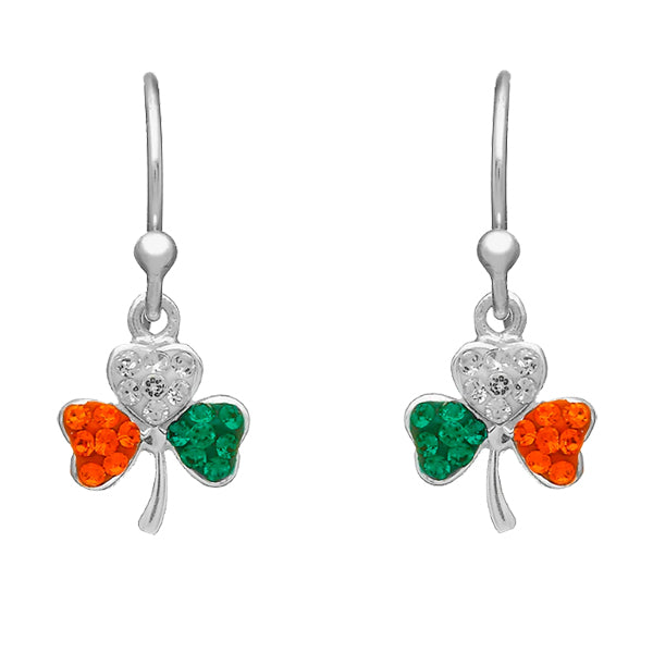 Shamrock Drop Earrings with Color CZ Stones